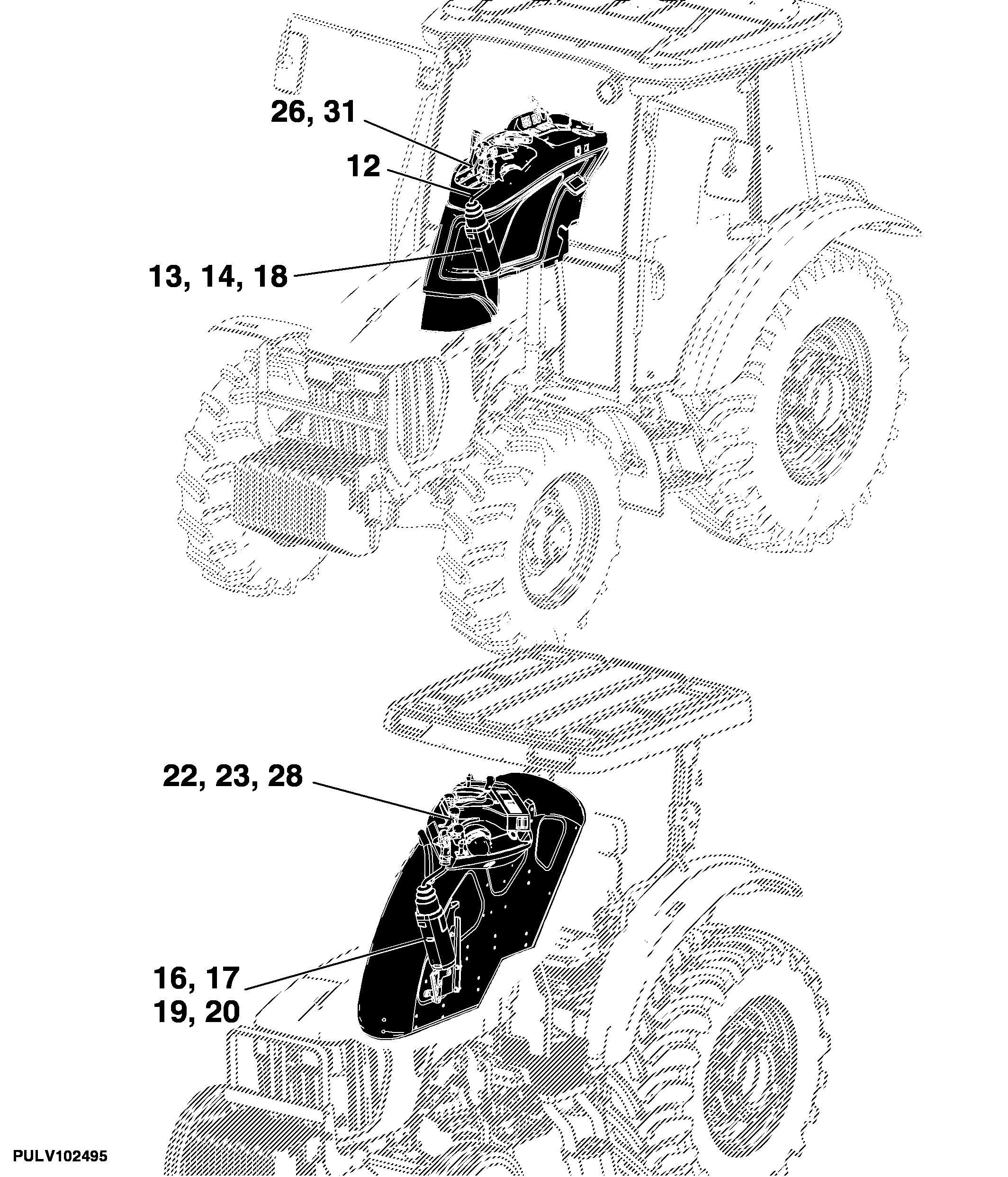 71 Selective Control Valve, Controls And Lines Tractor