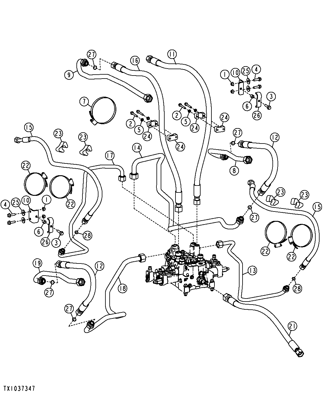 Boom and Bucket Cylinder Hydraulics (Z-Bar) (2-Spool Control Valve)