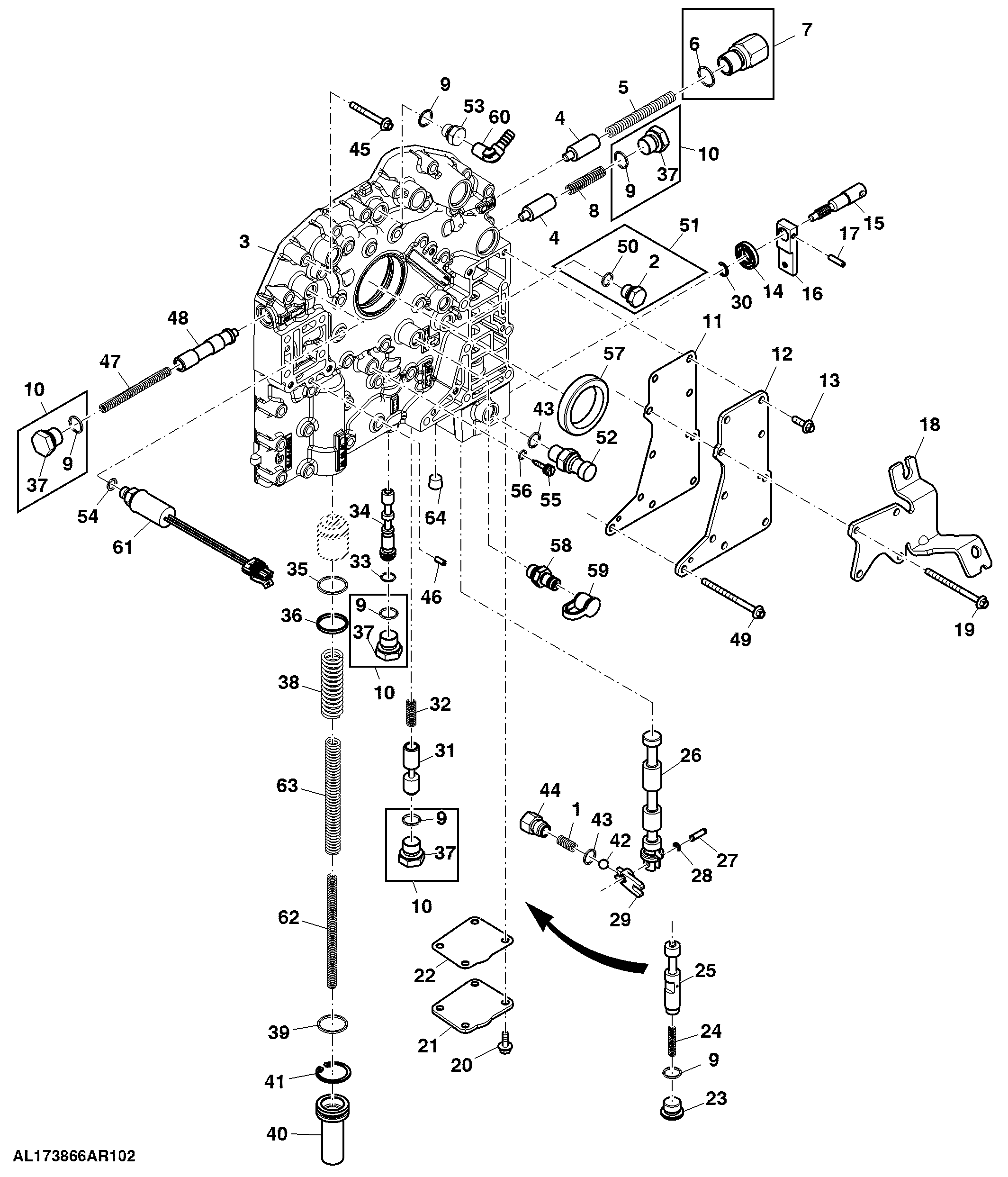 Front Valve Housing and Valve, PowrQuad™, W/ Mechanical Reverser Control