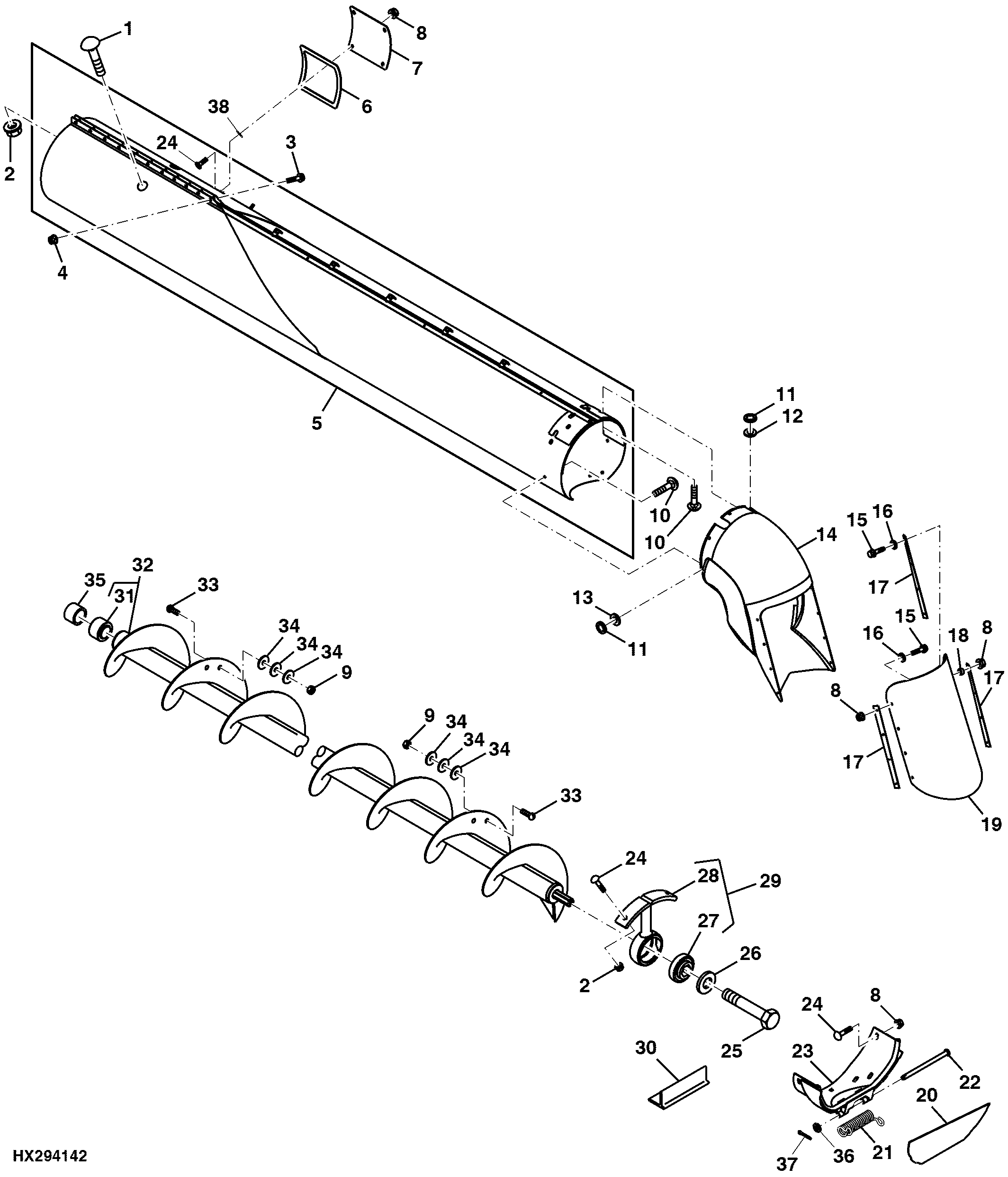 Horizontal Unloading Auger Housing (15.75 FT.) (Export)
