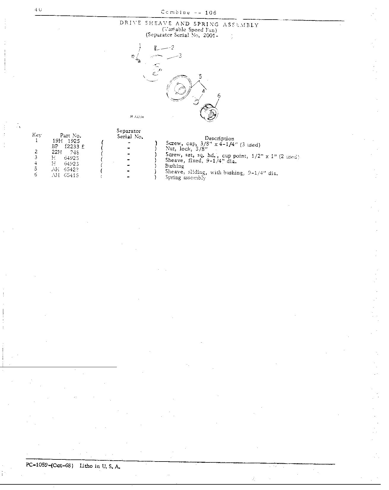 Beater, Platform Electromagnetic Clutch, Grain Conveyor Chains and Bottoms (Continued)