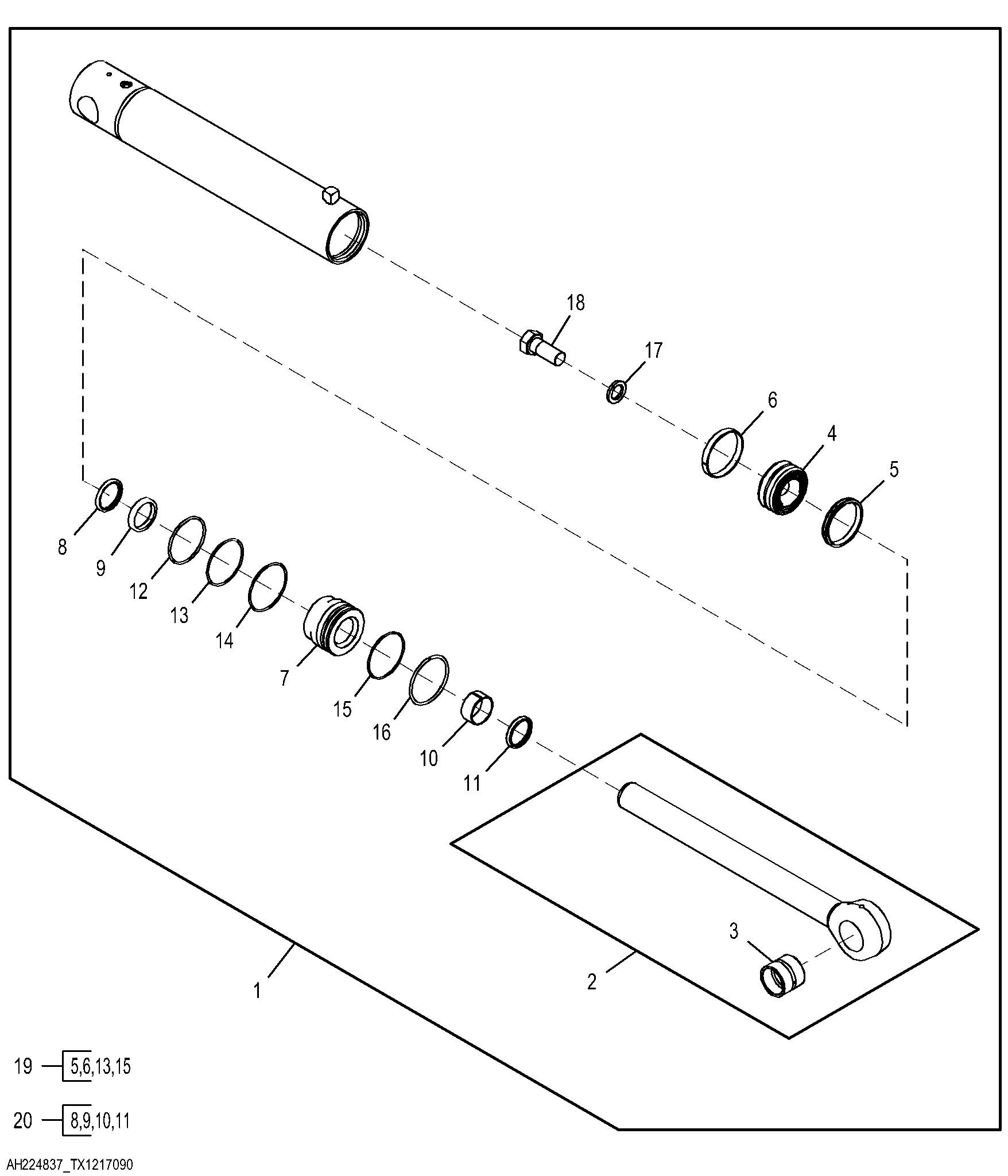 Stabilizer Cylinder (Stroke 54.20 cm, Closed Length 86.35 cm) (Marked AH224837)