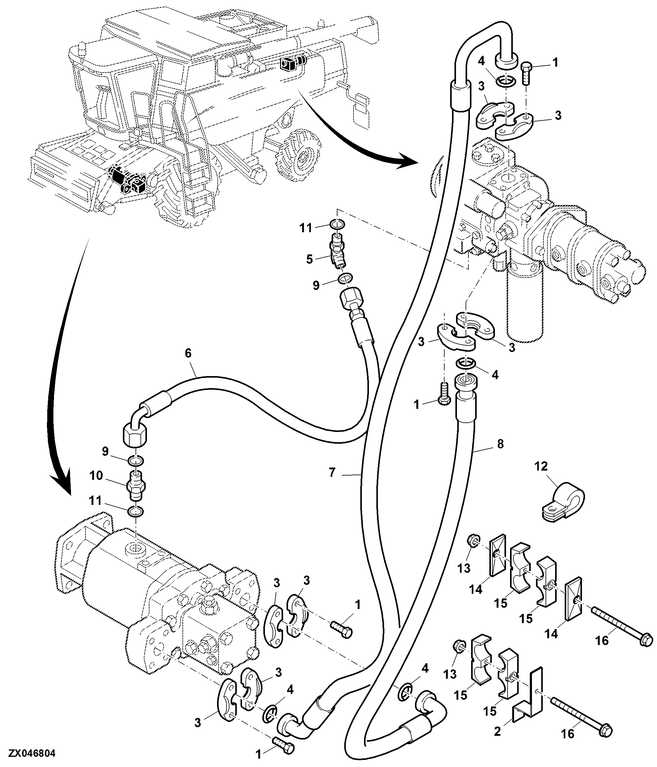 HYDROSTATIC DRIVE - HOSES (TWO-WHEEL DRIVE)
