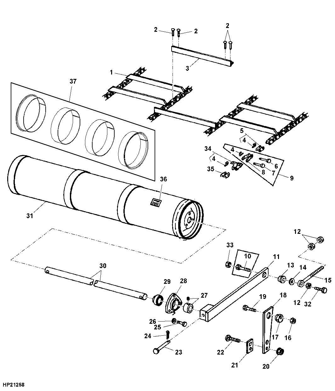 Feeder Conveyor Idler Shaft, Drum and Chain