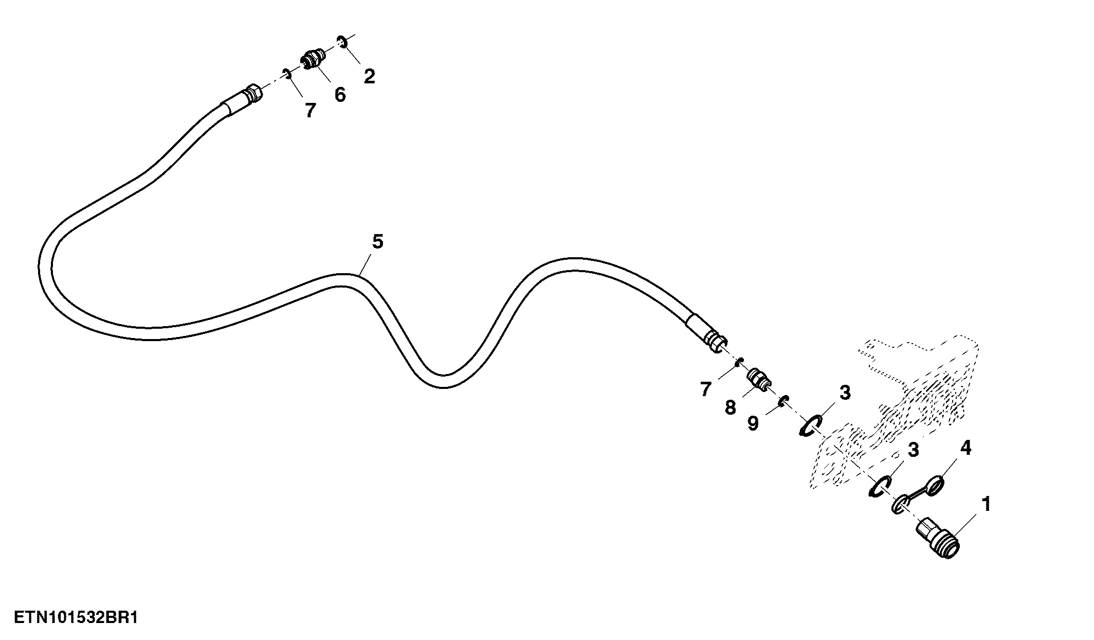 Implement Motor Case Drain Line, SCV Power Beyond, Single Reduction