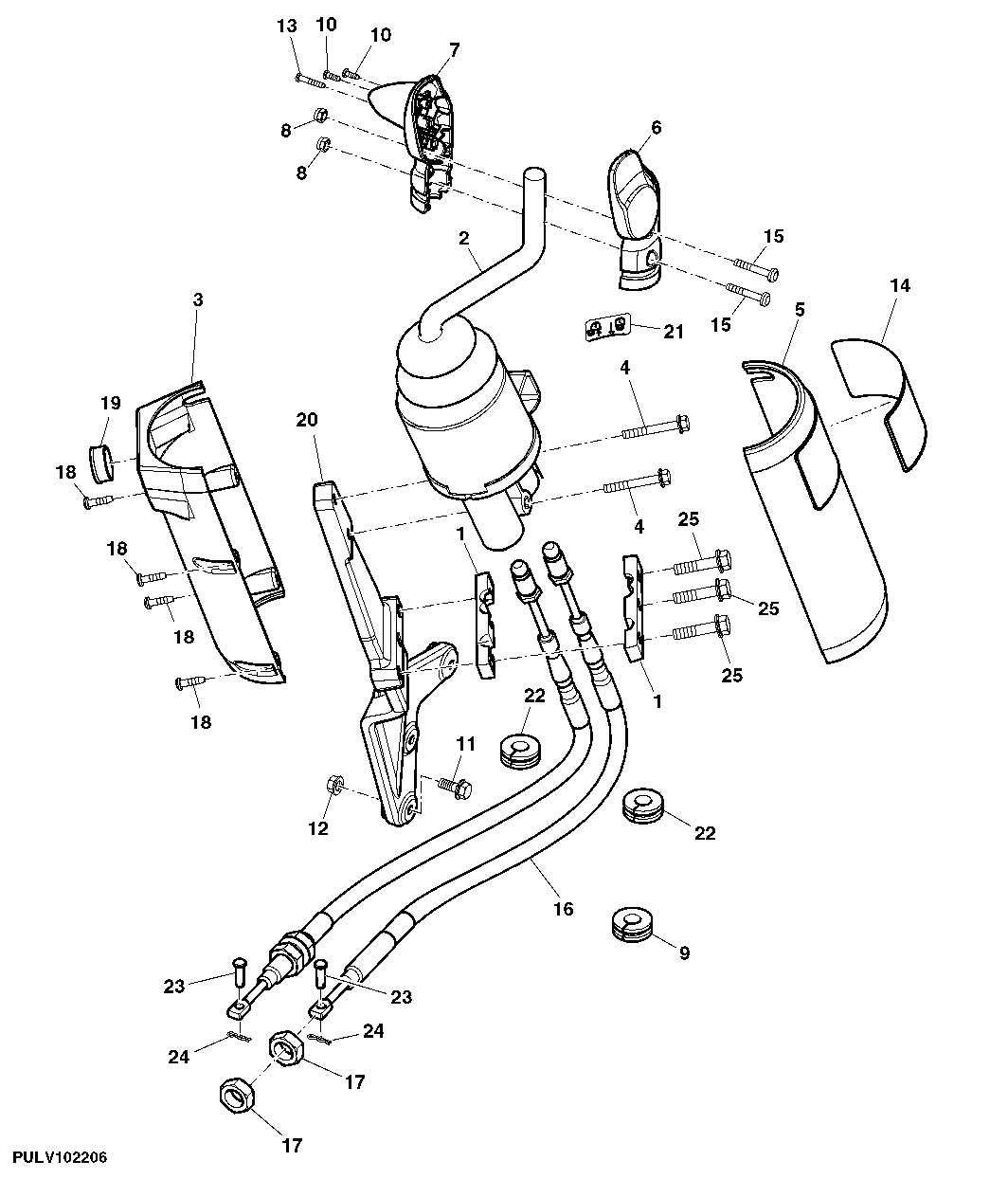 Dual Mid SCV Control Lever, Cab (340001 - )