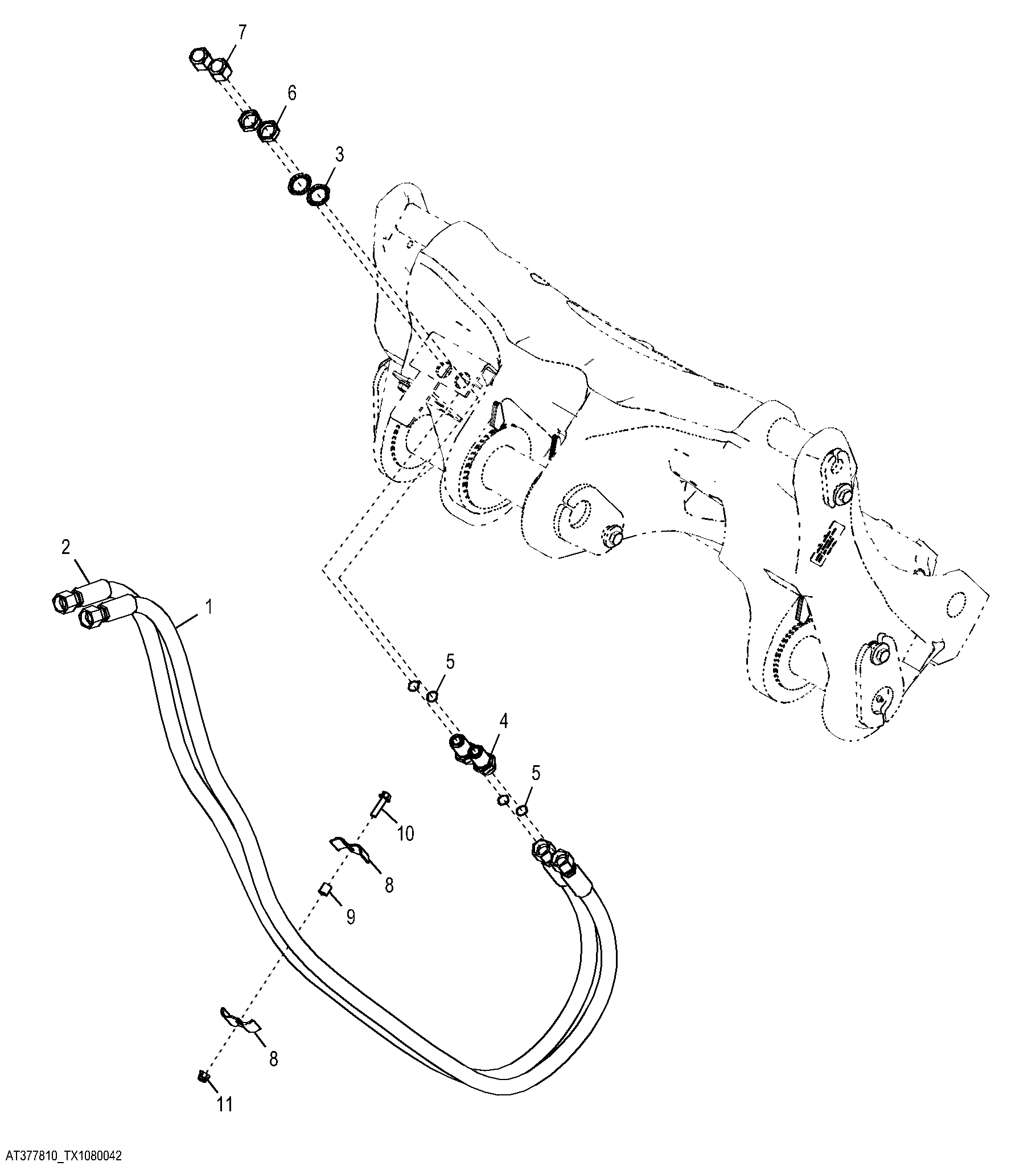 Third Function Boom To Coupler Hydraulic Lines (High Lift Z-Bar)