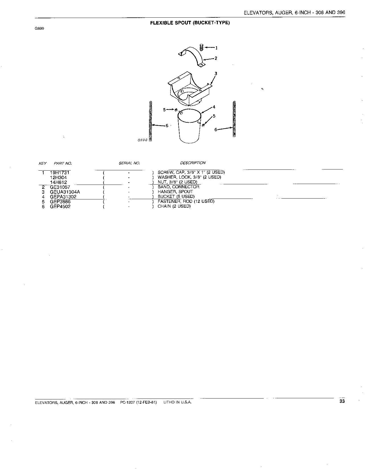 SPOUT, FLEXIBLE (BUCKET-TYPE)