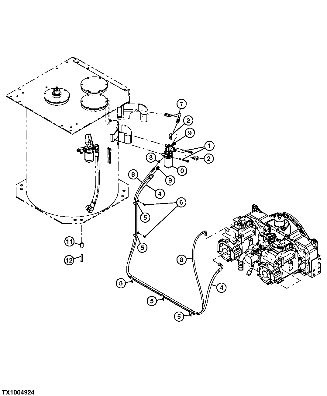 Hydraulic Lines From Reservoir To Filter and Pump