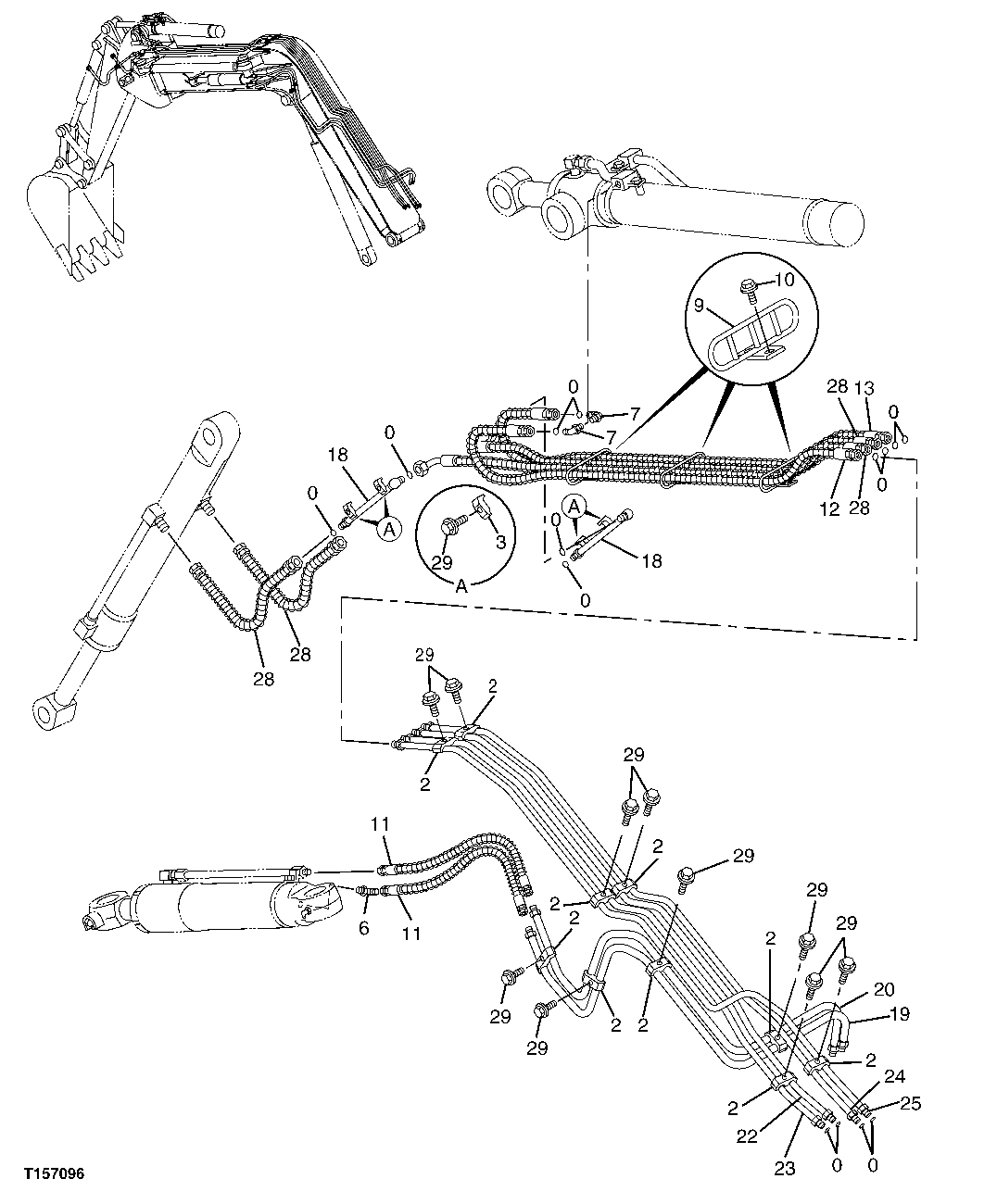 HYDRAULIC LINES ON BOOM TO CYLINDERS (OFFSET BOOM)