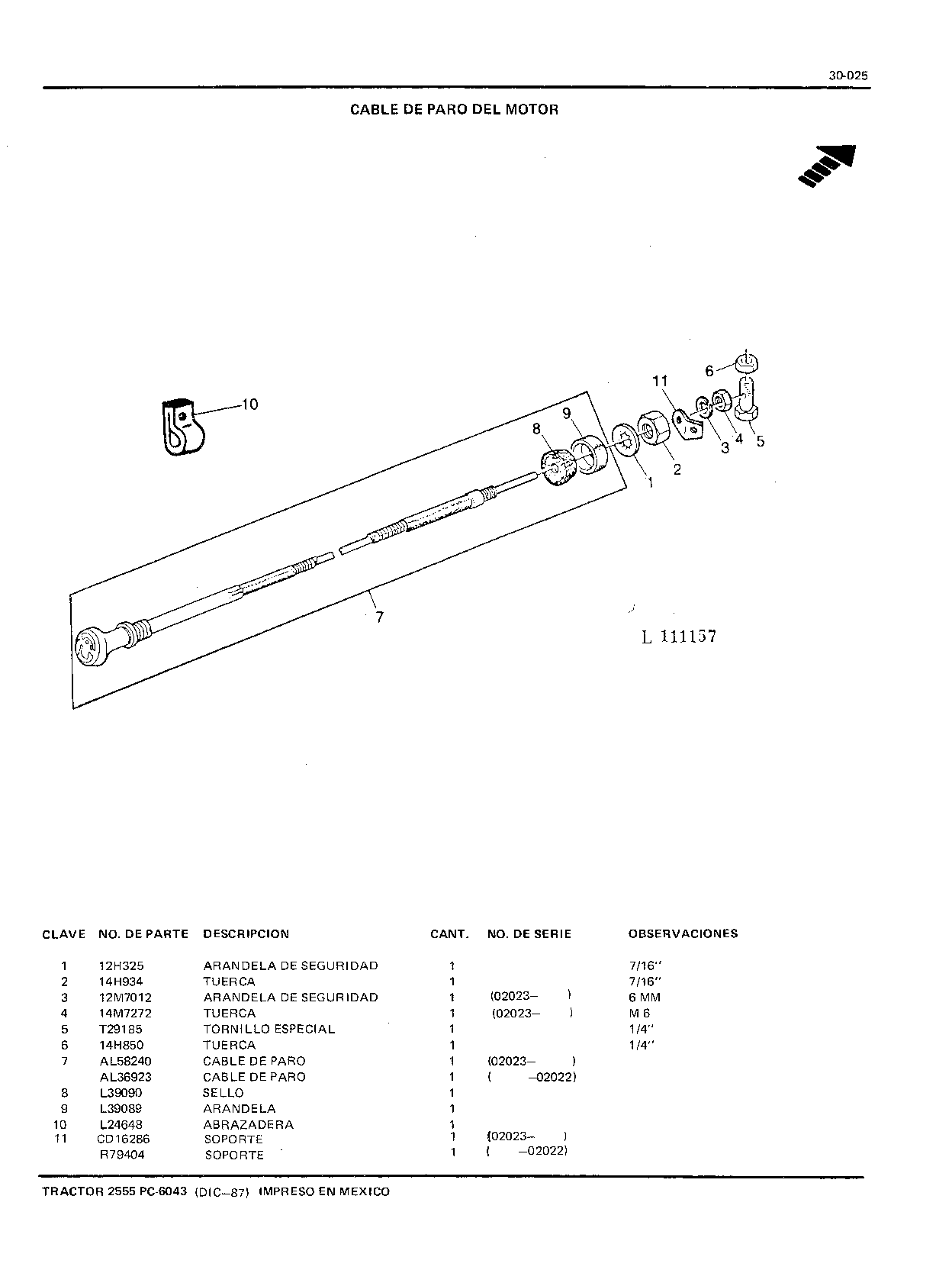 Cable de Paro Del Motor