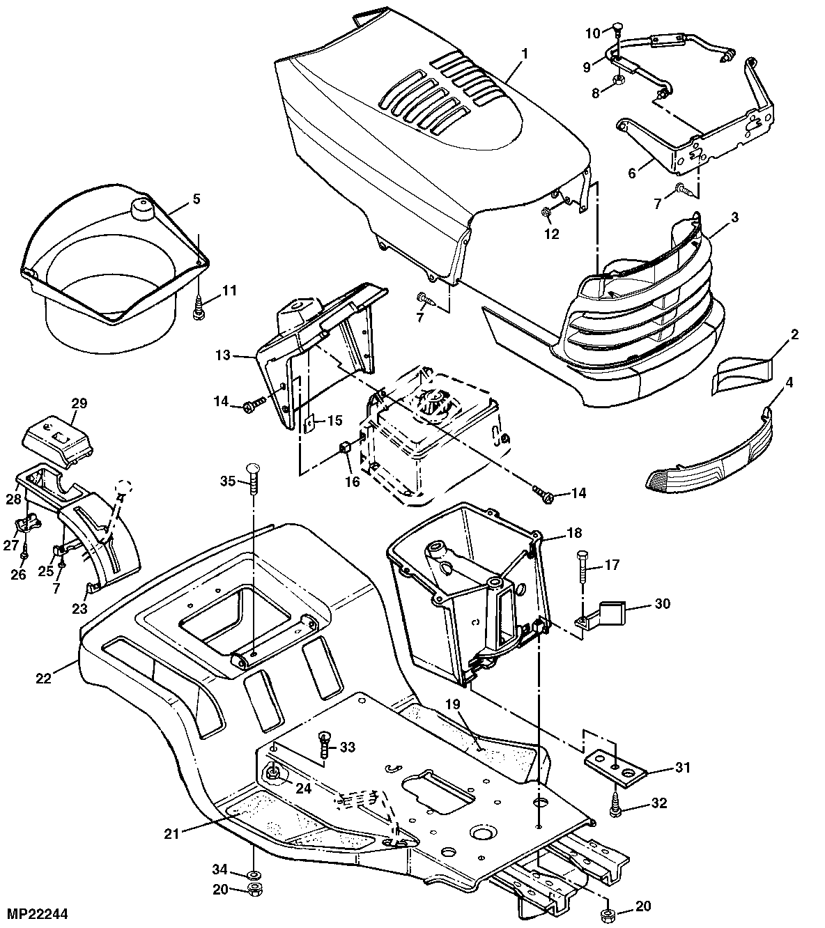 Hood, Frame and Instrument Panel ( - 030000)