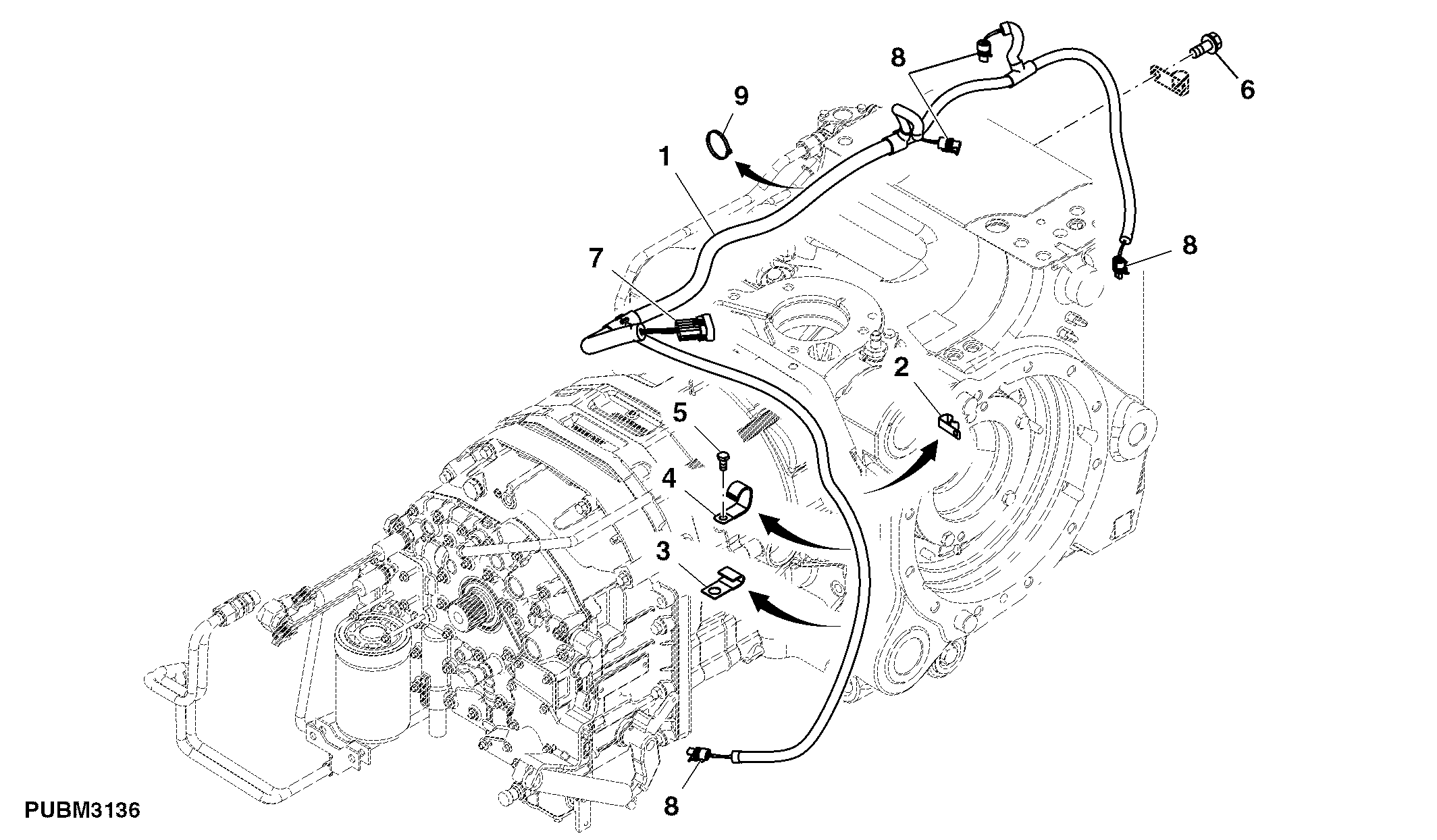 Transmission Wiring Harness, Rear, W/ PTO Sensor
