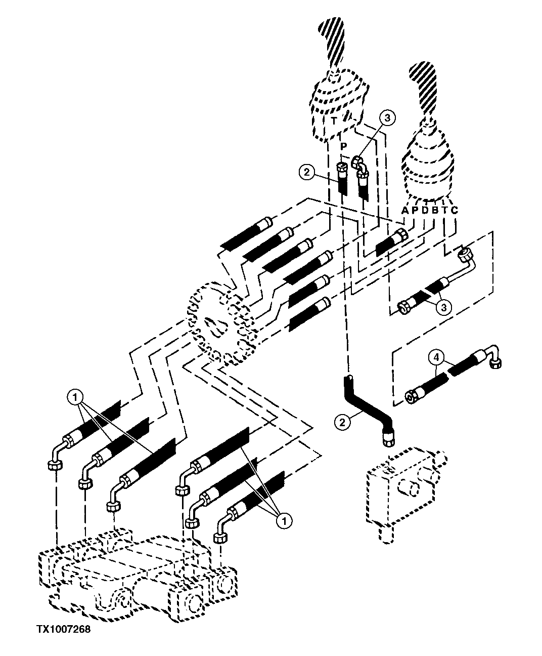 Pilot Lines (Single Lever Controller With Auxiliary Lever) ( - 585700)