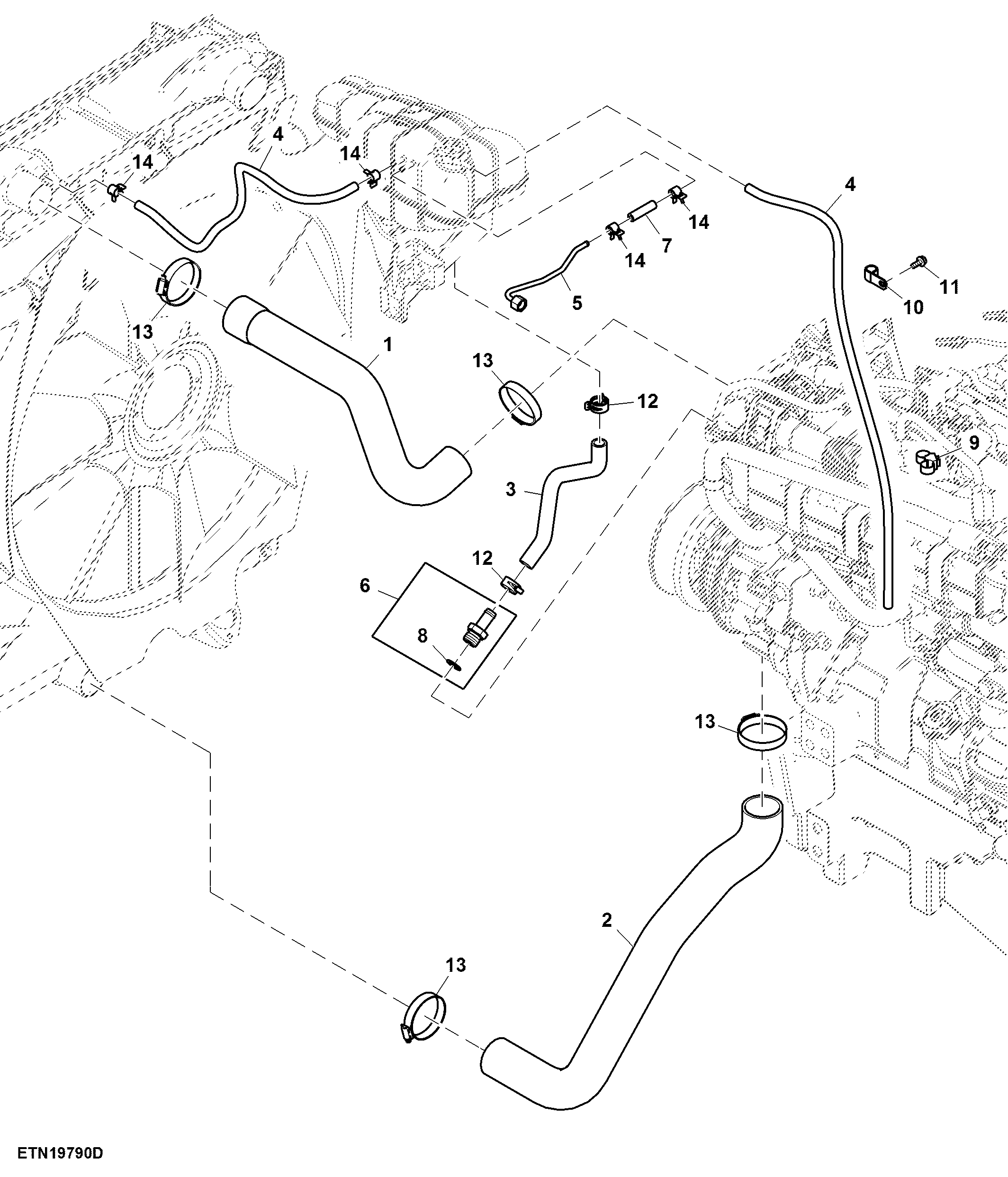 Radiator Hose, W/O Front PTO, 9.0L FT4 Engine