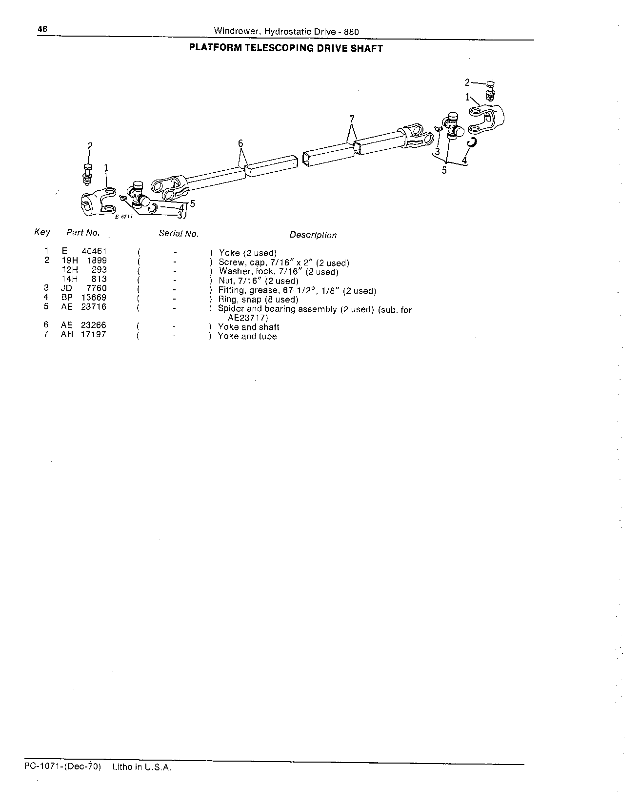 Drive shaft, platform telescoping