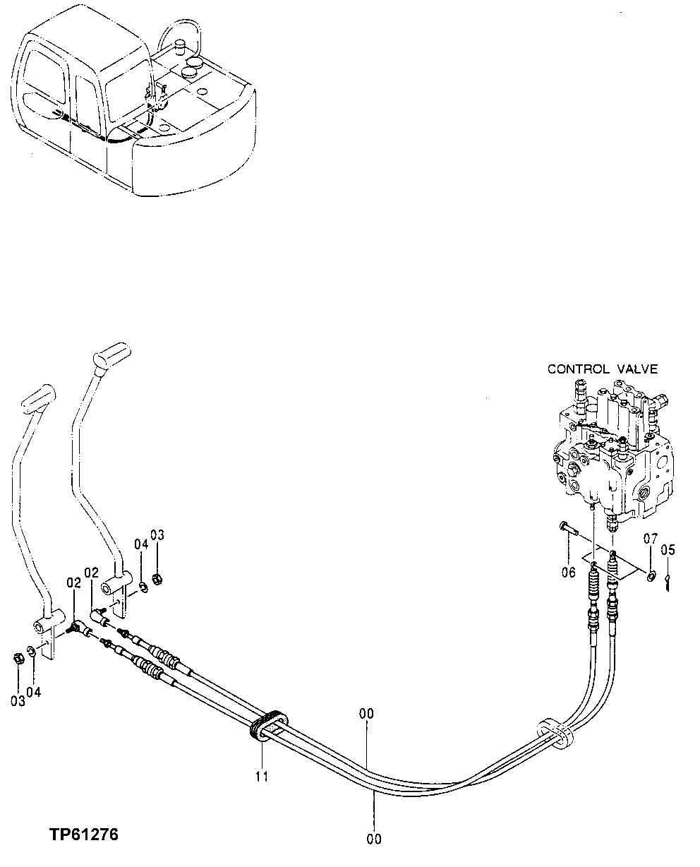 PROPEL CONTROL LEVER TO CONTROL VALVE CABLE