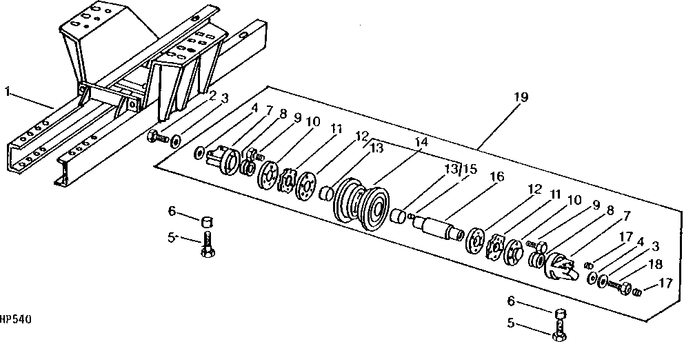Crawler Frame and Rollers (Right - Hand Illustrated)