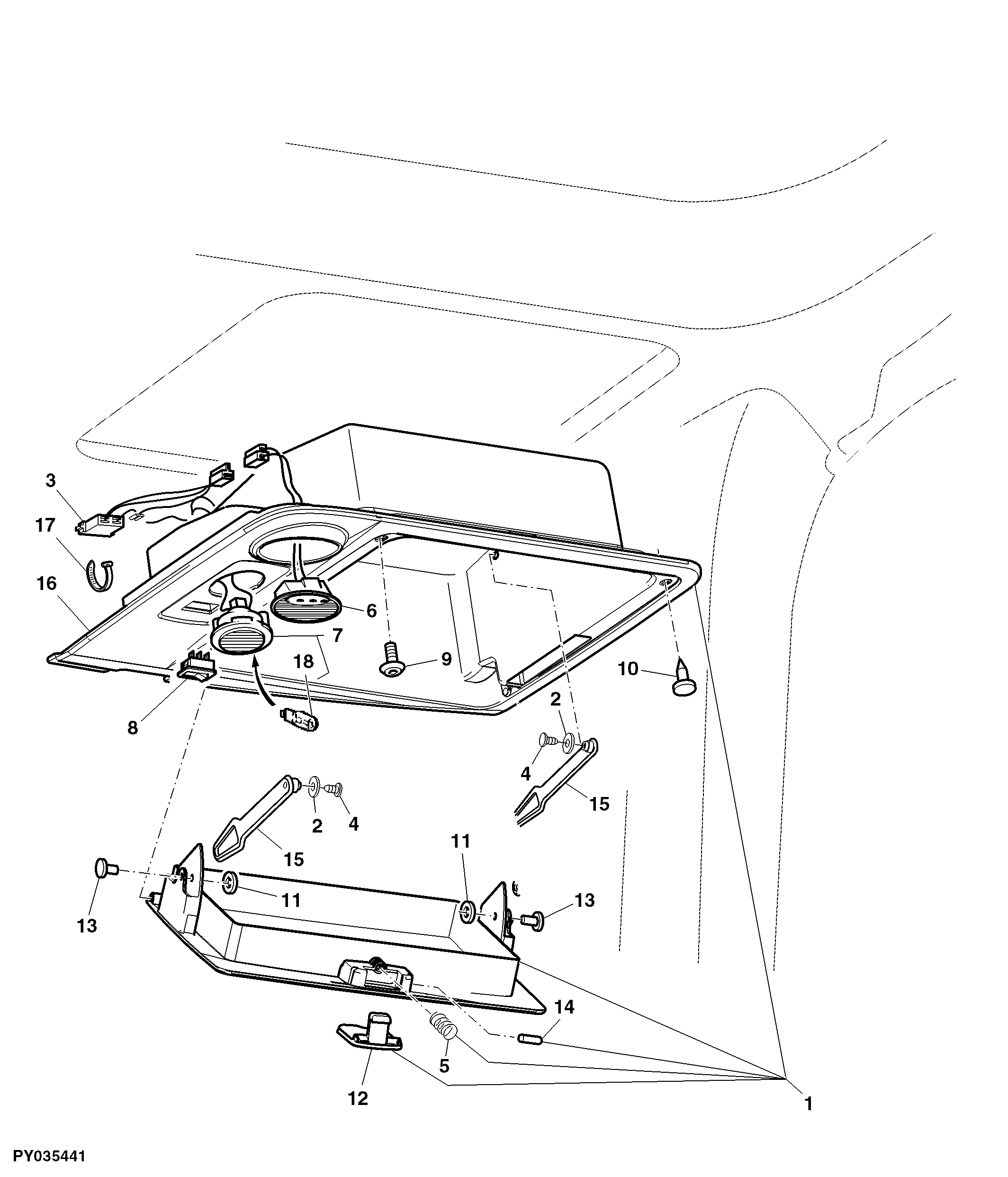 Storage Compartment / Dome Light, First Aid, RH