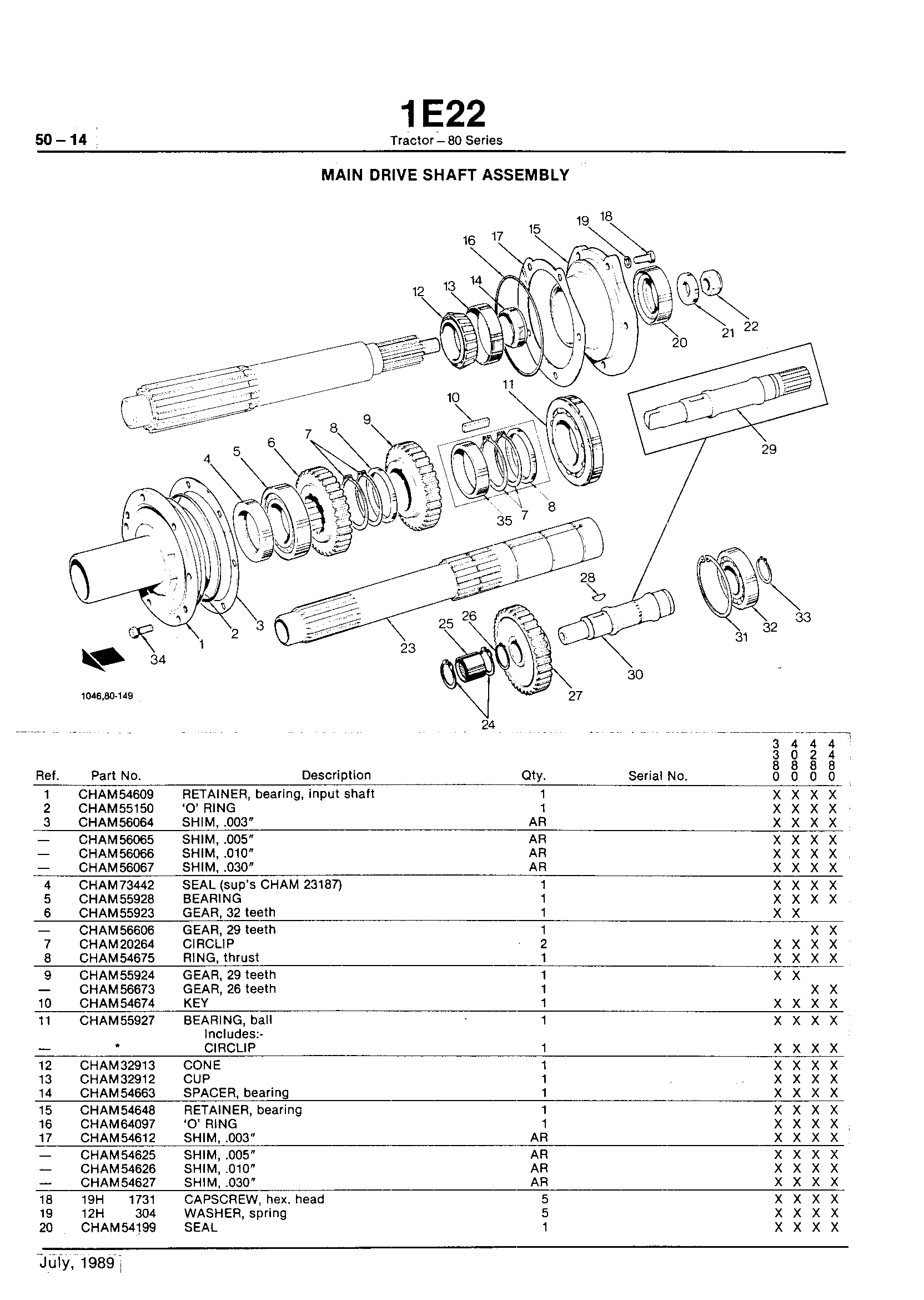 Power Train Main Drive Shaft Assembly