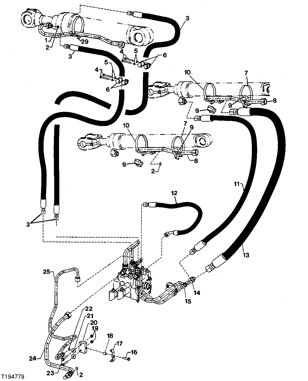 Boom and Bucket Cylinder Hydraulics (Z-Bar) (2-Spool Control Valve) ( - 594432)