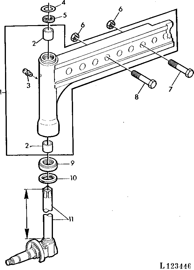 FRONT AXLE KNEE/SPINDLE KNUCKLE FOR SWEPT-BACK FRONT AXLE