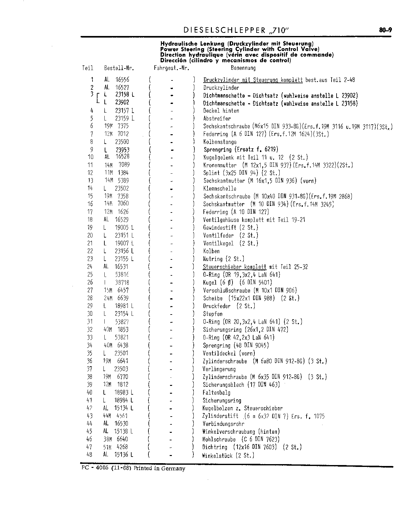 Lift Cylinder (Continued)