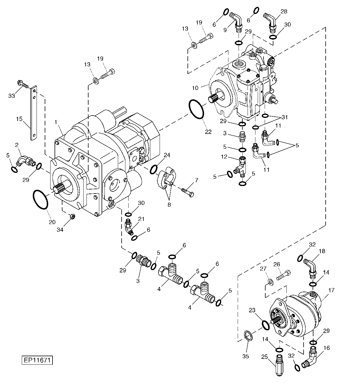 Tandem Pump Assembly (RH Pumps) ( - 151106)