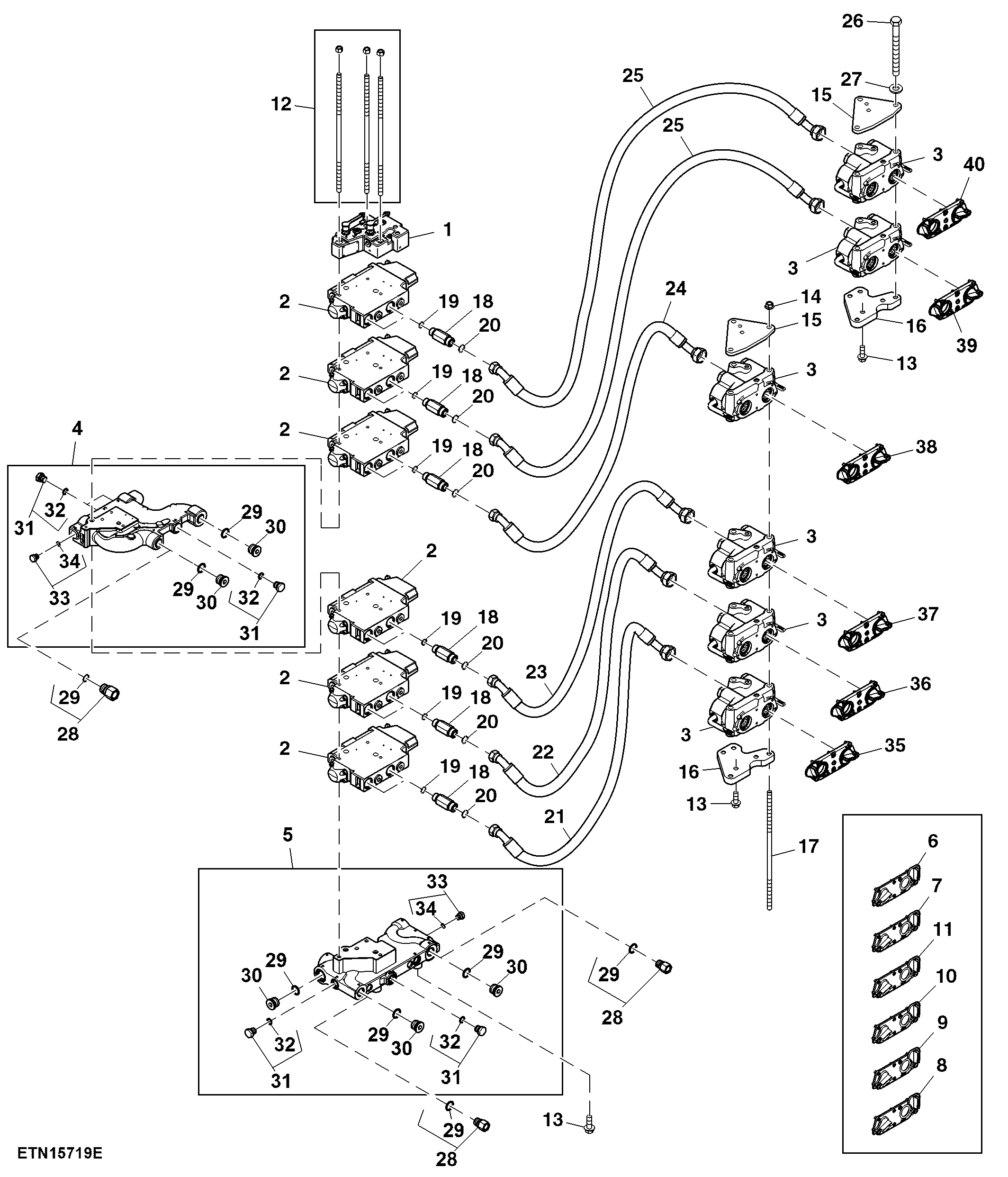 Selective Control Valve and Lines, 6 SCV, High Flow (For Scraper)