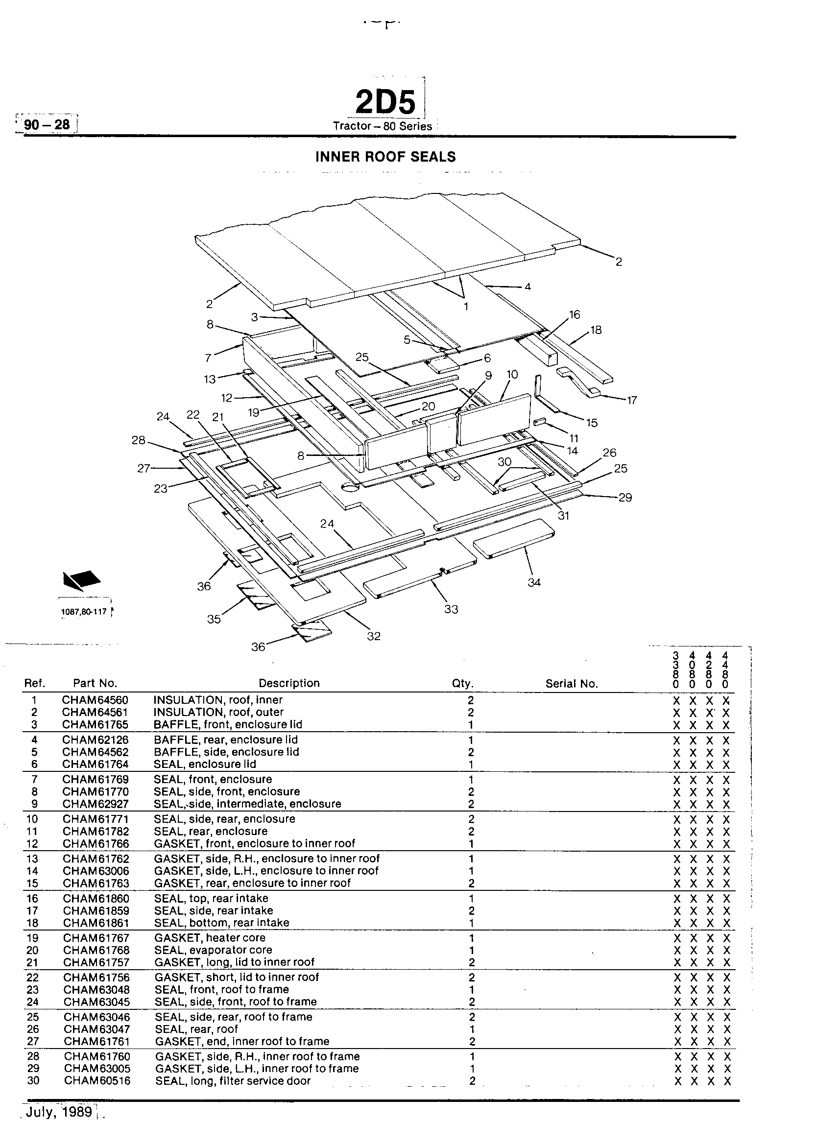 Operator Station Inner Roof Seals