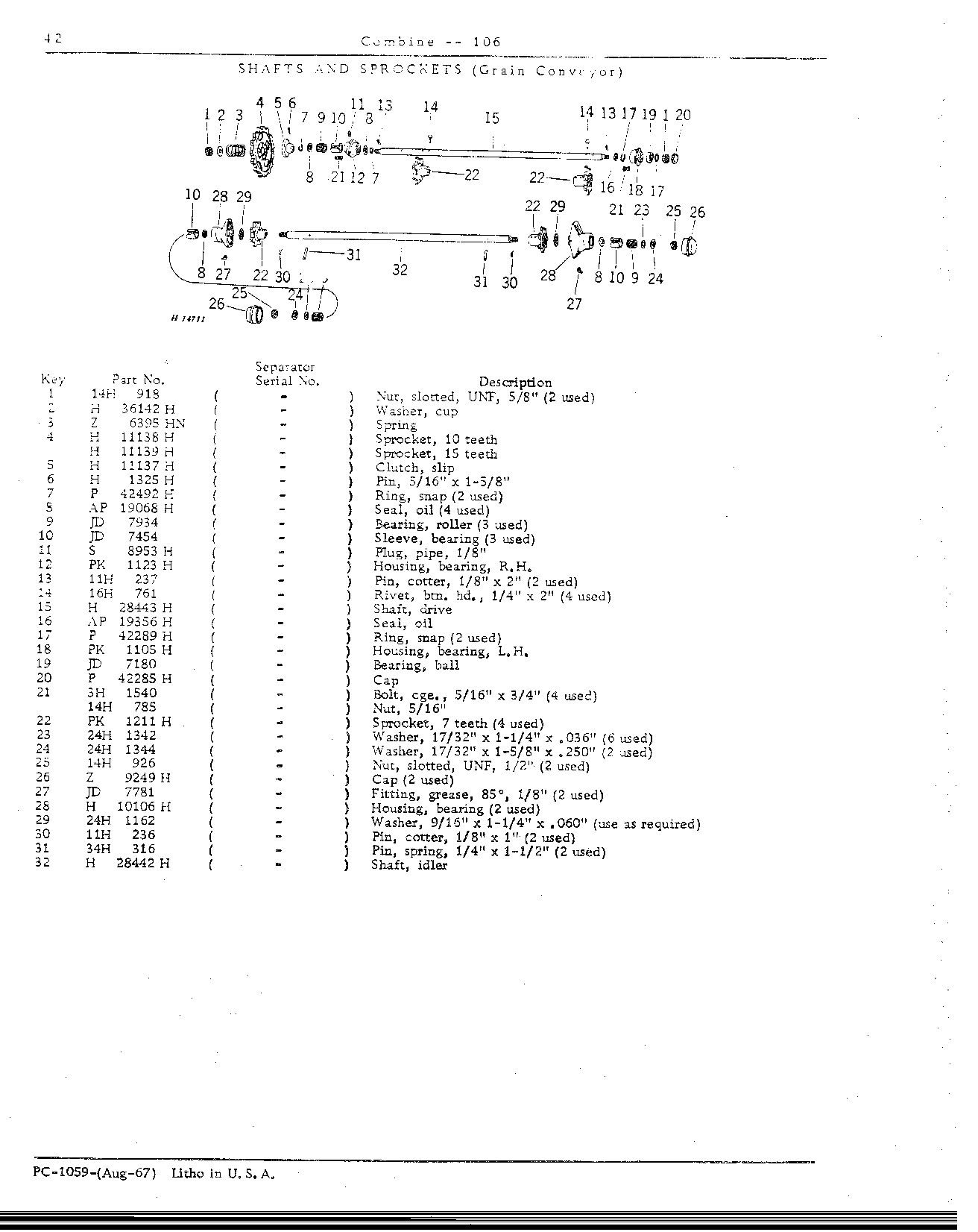 Beater, Platform Electromagnetic Clutch, Grain Conveyor Chains and Bottoms (Continued)