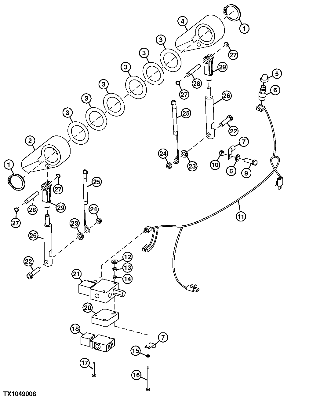 Backhoe Boom Lock Control Lever and Linkage (200434 - )