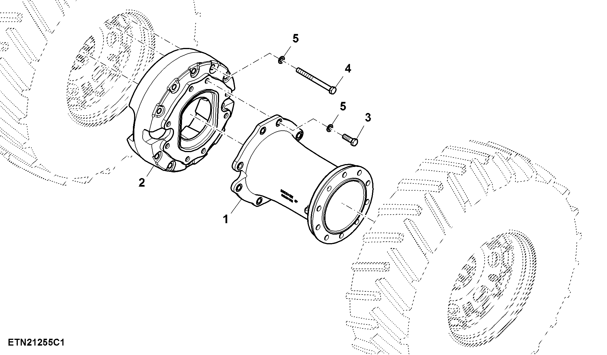 Dual Hub, Front Axle, 8:1 ILS™, RH Illustrated
