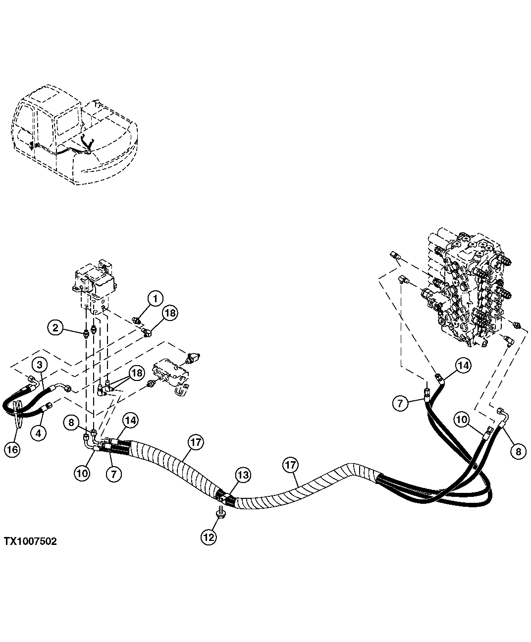 PILOT HOSES (CONTROL VALVE TO PROPEL PILOT CONTROLLER)
