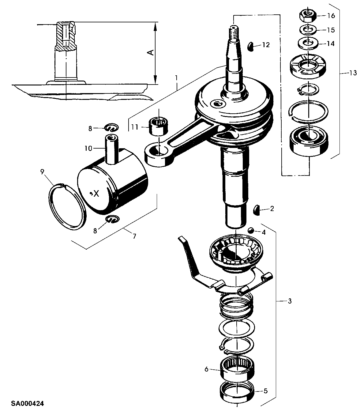 CRANKSHAFT, PISTON, REGULATOR - MOTOCO SB135 SILENCE