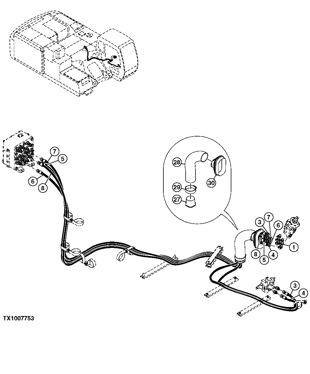 PILOT HYDRAULIC LINES (LEFT PILOT CONTROLLER)