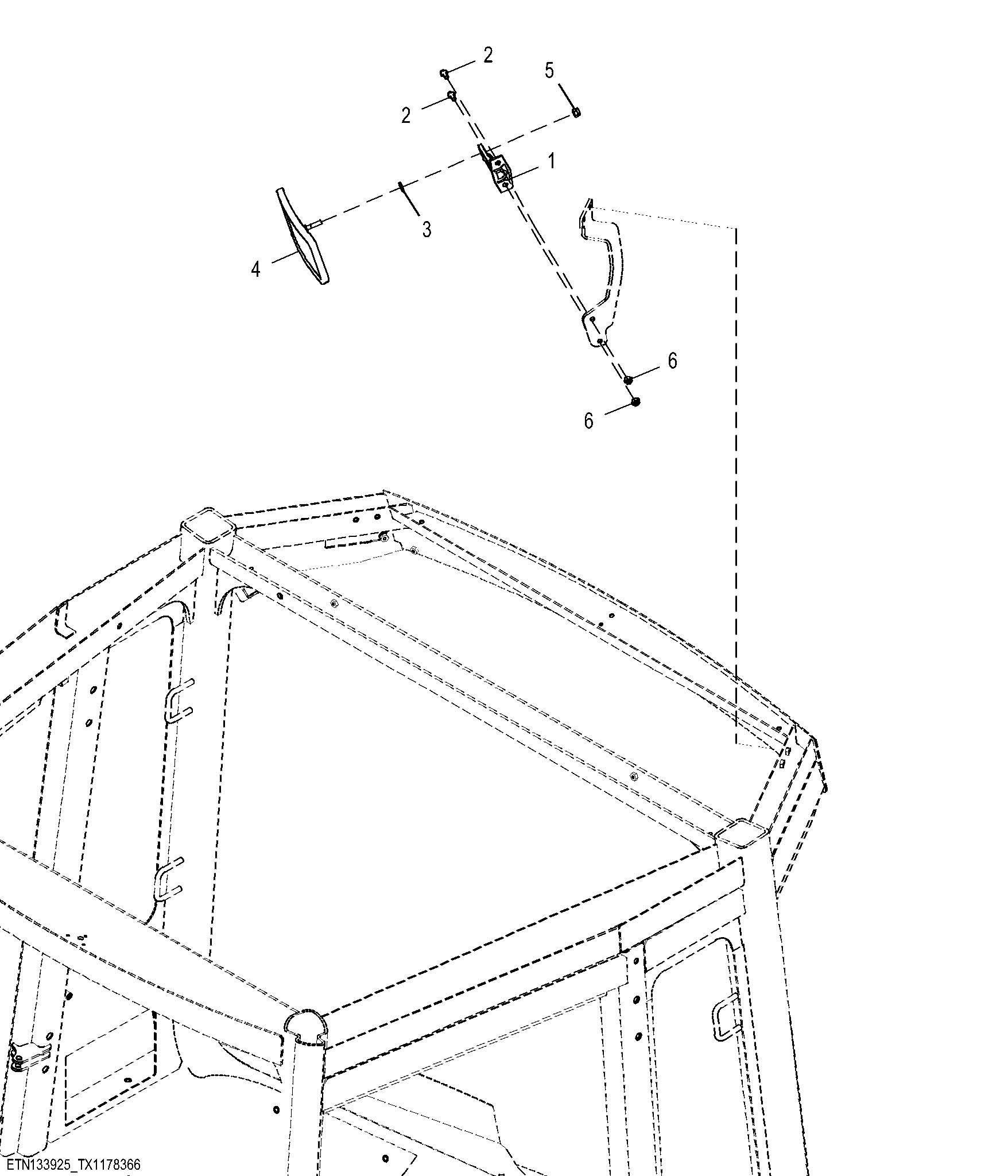 Interior Front View Mirror, Rear Mounted, Cab