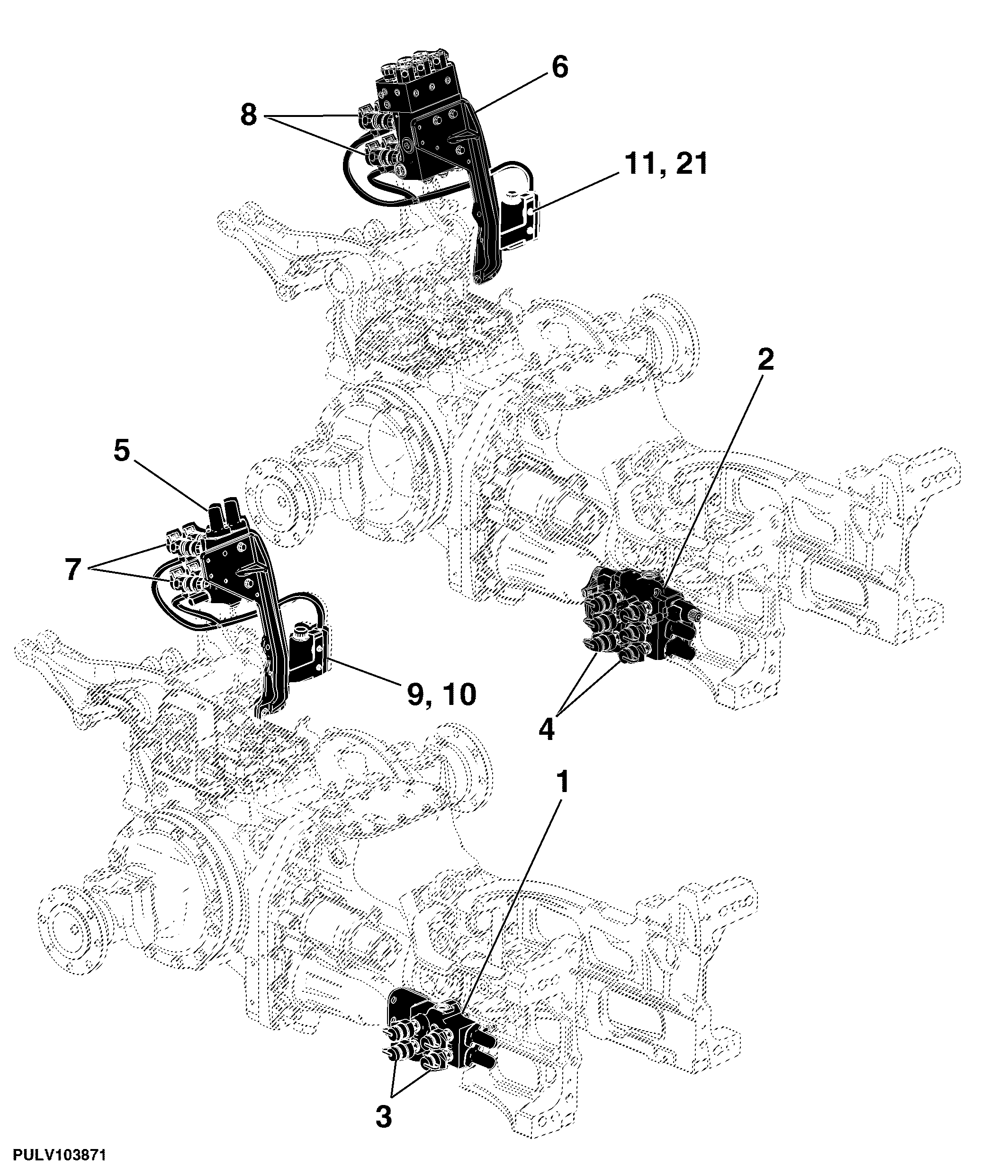 71 Selective Control Valve, Controls And Lines Tractor