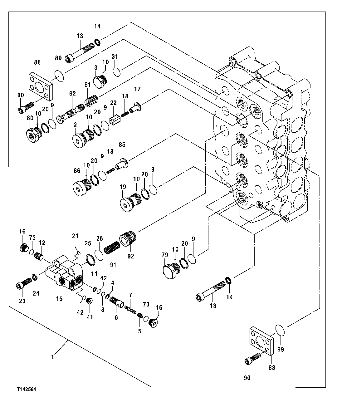 MAIN HYDRAULIC CONTROL VALVE (4-SPOOL SIDE)