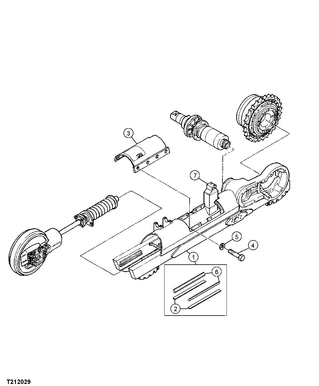 TRACK FRAME, ROLLER SUPPORT, AND TRACK ADJUSTER SPRING COVER