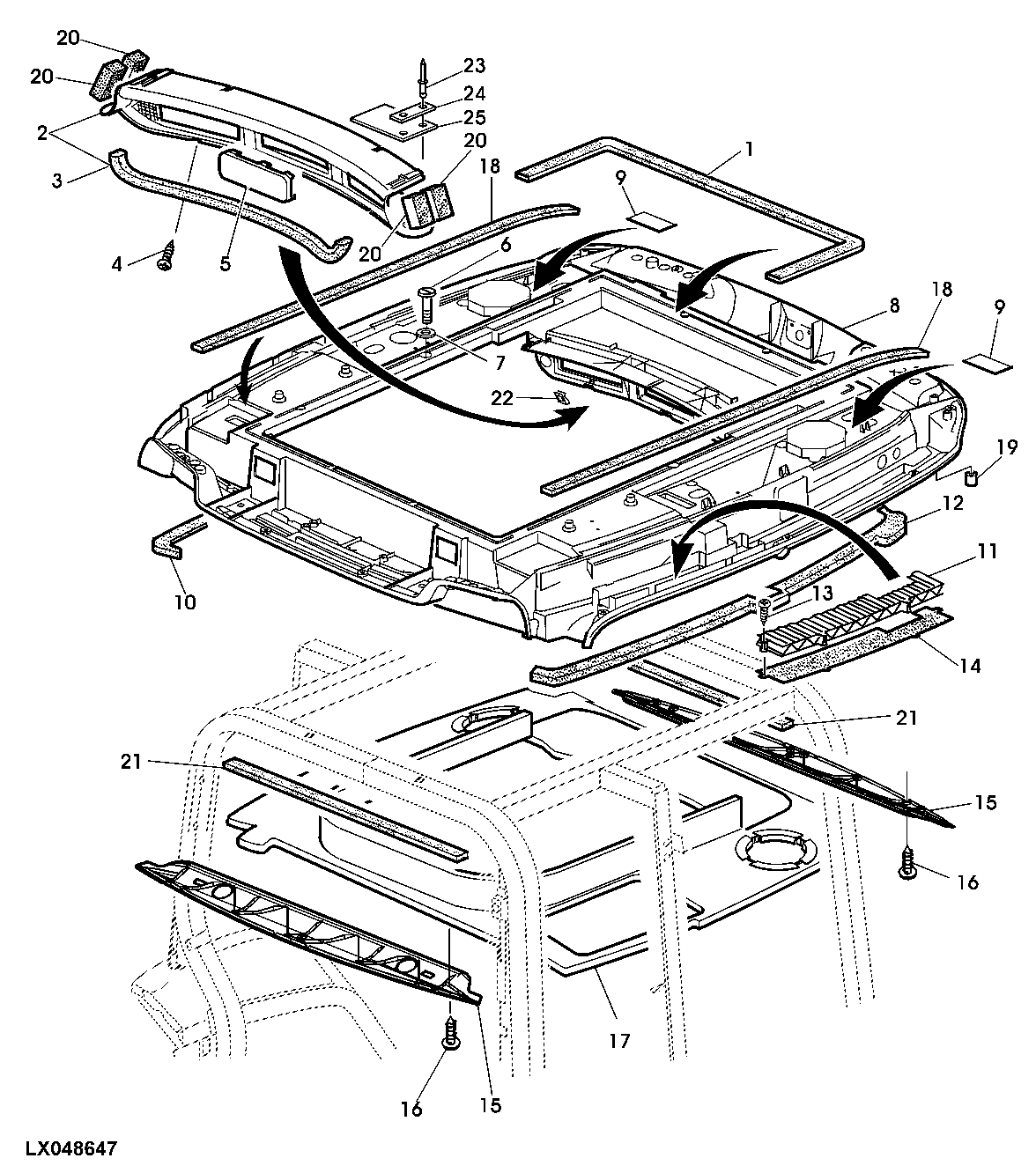 HEADLINER, HEADLINER TRIM (WITH HINGED HATCH)