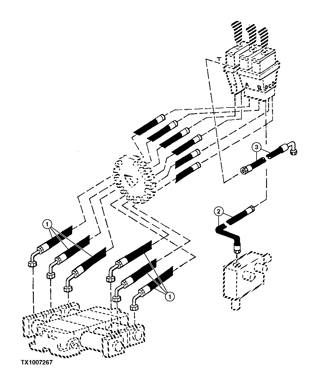 Pilot Lines (Two Lever Controller With Auxiliary Lever) ( - 585700)