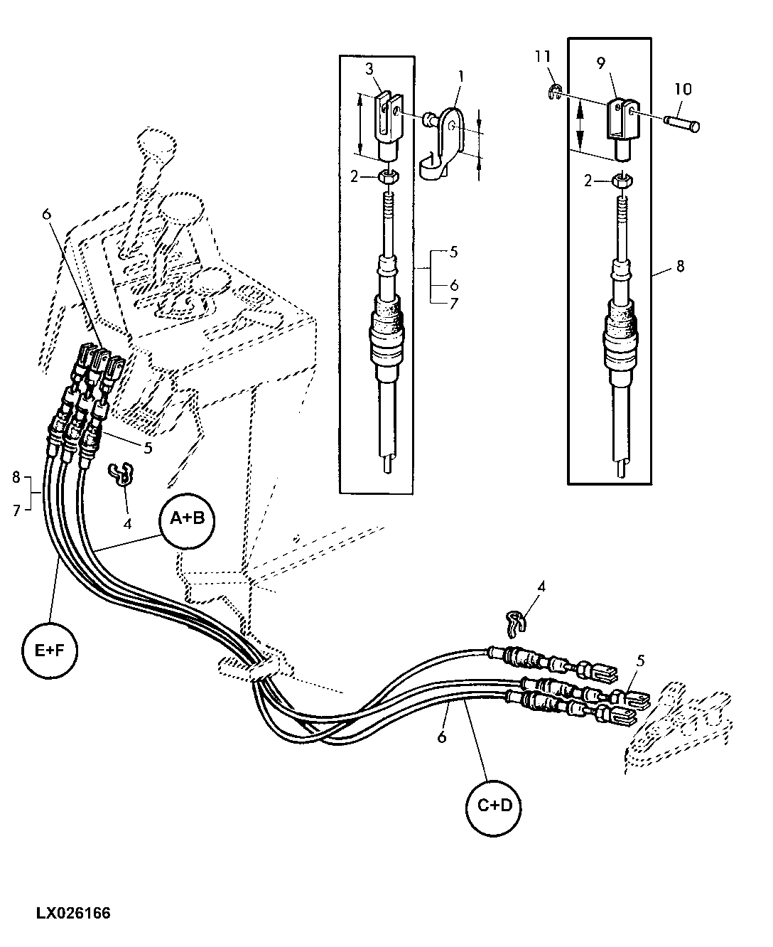 BOWDEN CABLES FOR RANGE SHIFT (POWRQUAD WITH REVERSER CONTROL AT SHIFT CONSOLE)