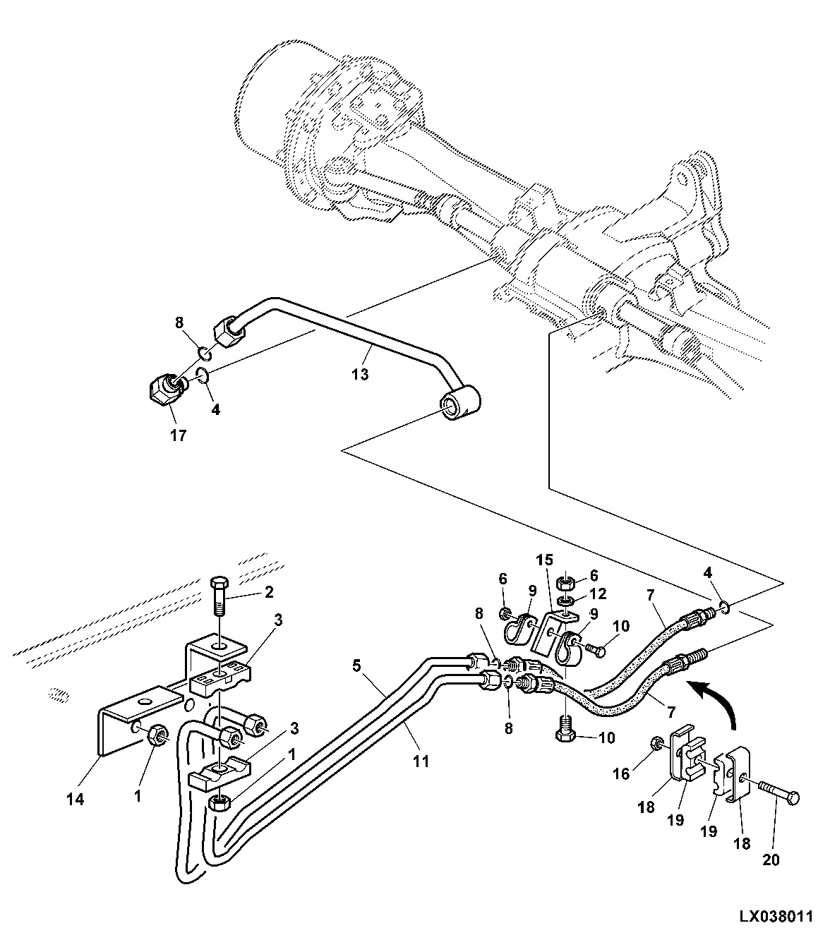 HYDROSTATIC STEERING, OIL LINES WITH FRONT WHEEL DRIVE