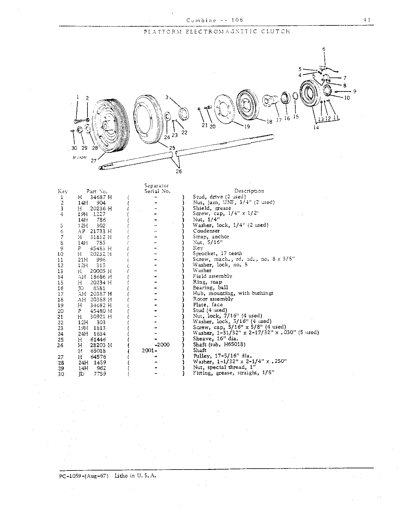 Beater, Platform Electromagnetic Clutch, Grain Conveyor Chains and Bottoms (Continued)