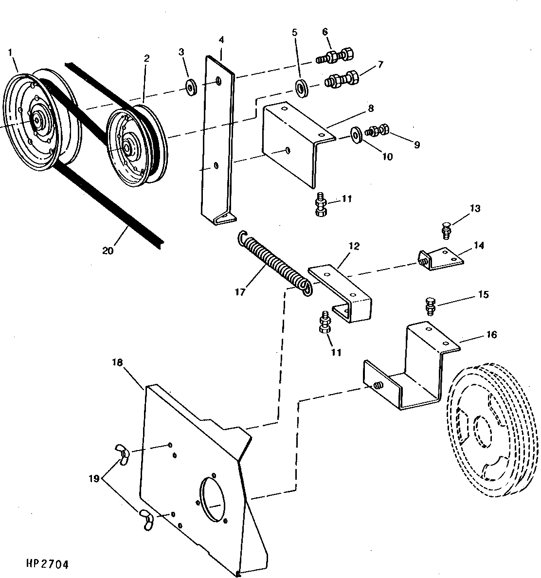 Shoe Grain Supply Augers Drive Tighteners, Idler and Front Driven Sheave Shield