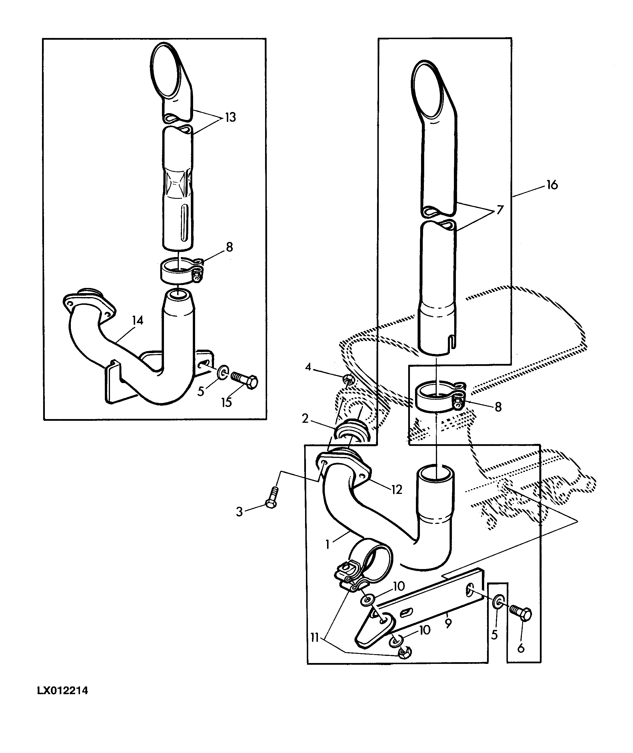 EXHAUST SYSTEM (VERTICAL STACK, LEFT HAND SIDE)