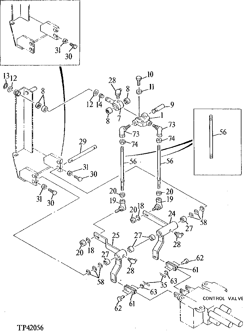 LOADER CONTROL LEVER LINKAGE (SINGLE LEVER WITH AUXILIARY)