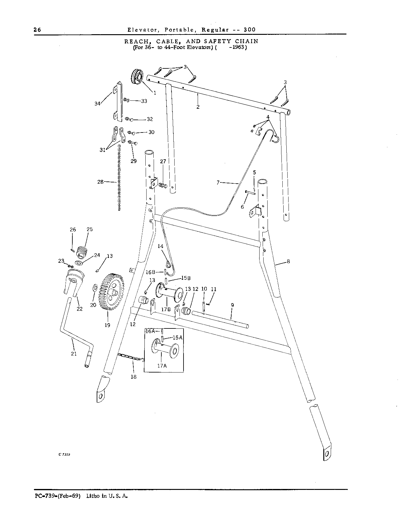 CHAIN, SAFETY: For 36- to 44-Foot Elevators ( -1963)