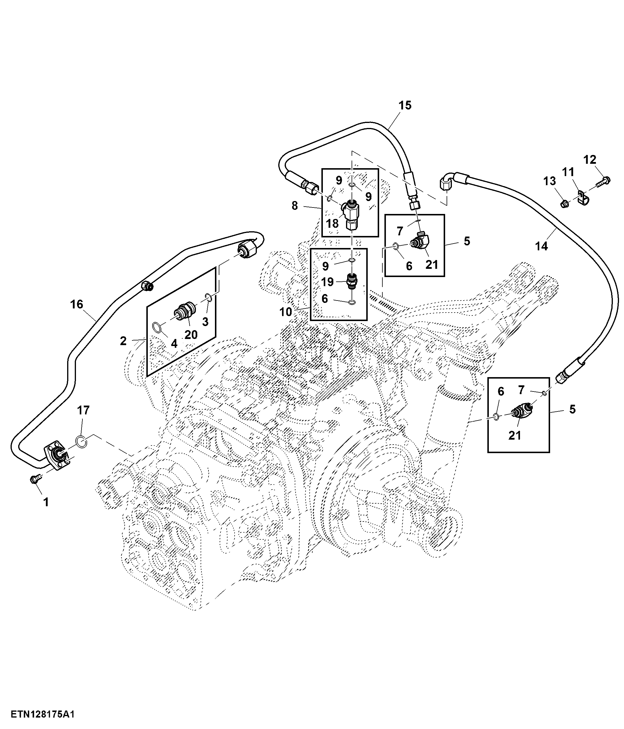 Oil Line, Electro-Hydraulic Hitch Valve, Cab